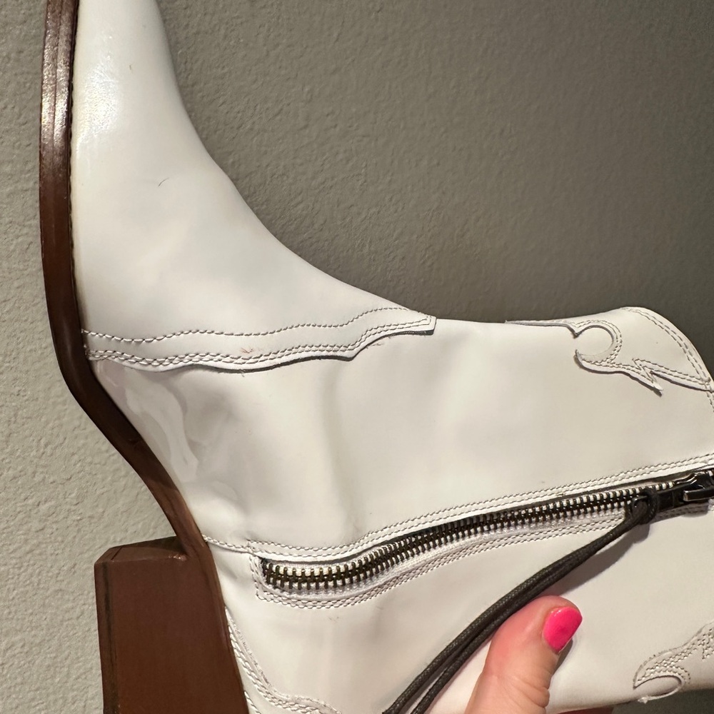 Free People White Western-Inspired Leather Ankle Boots - Picture 8 of 8